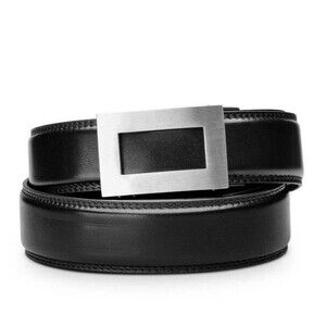KORE Men Full Grain Classic Leather Slim Tract Dress Belt Black Adjustable 32-38